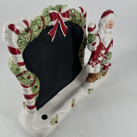 Tablet Holder & Chalkboard Fitz & Floyd Candy Cane Santa Christmas Ceramic Gift - Picture 2 of 11